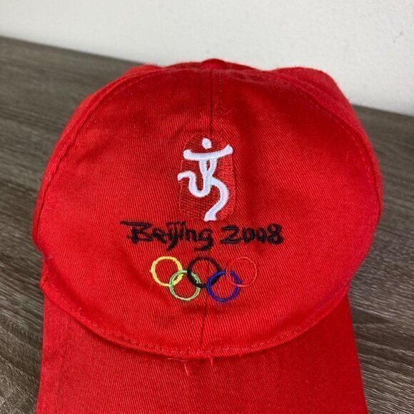 Olympics Hat Beijing 2008 Cap Team Olympic Adjustable Games Logo Winter Red - Picture 2 of 8